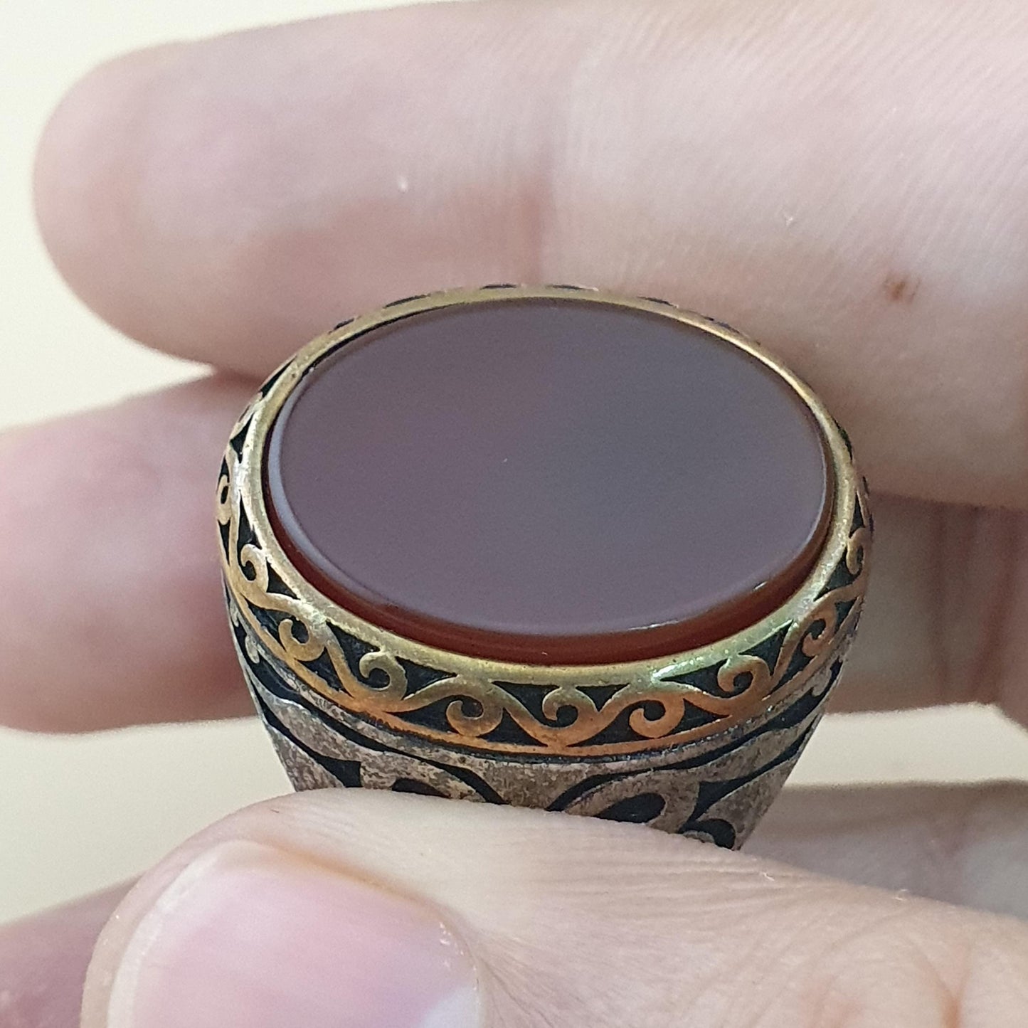 Vintage-inspirierter Achat- & Silberring Elegantes handgefertigtes Design