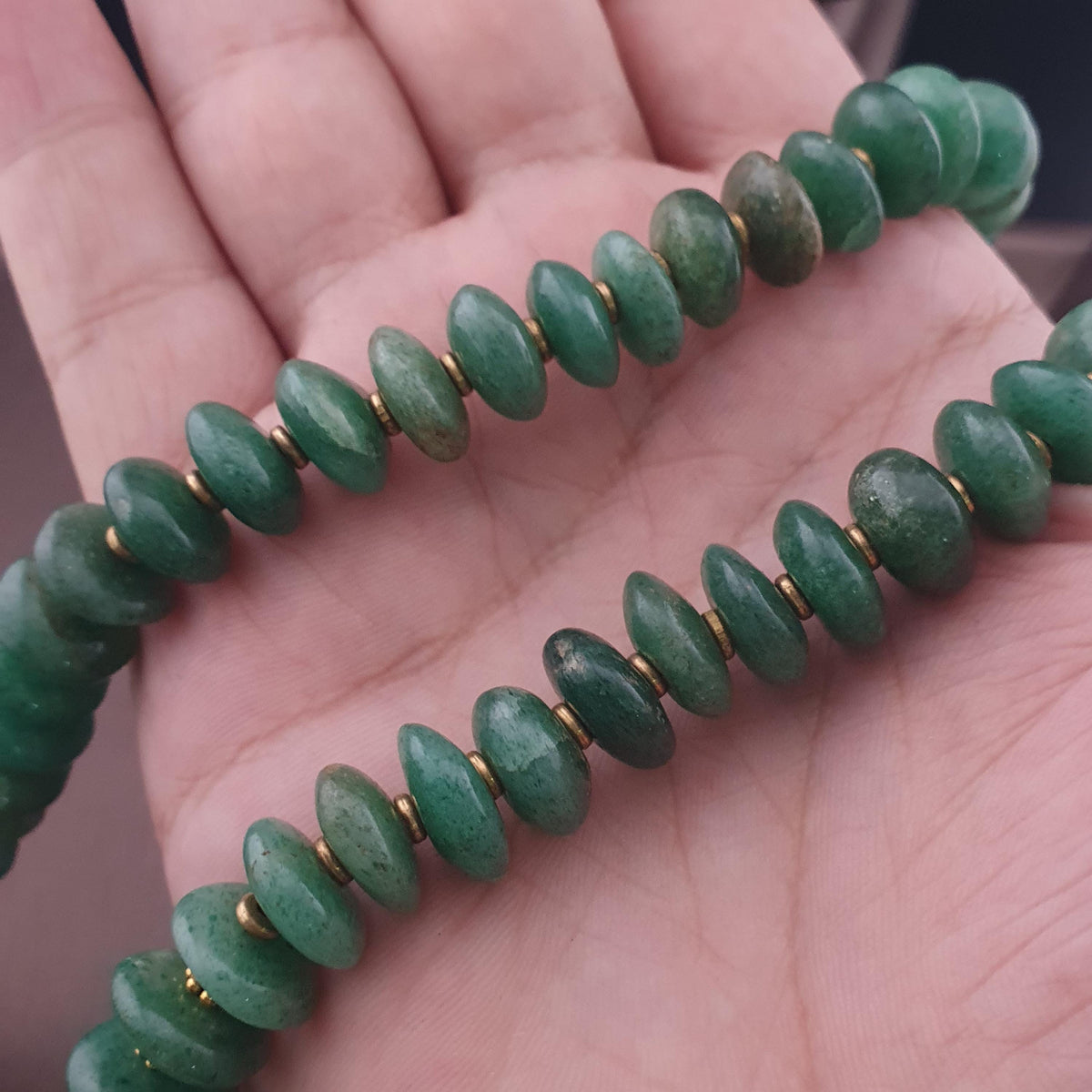 Collier de perles vintage en forme de pneu de jade