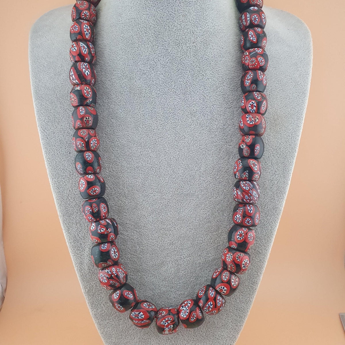 Venetian Style Floral Glass Bead Necklace Strands Antique Design