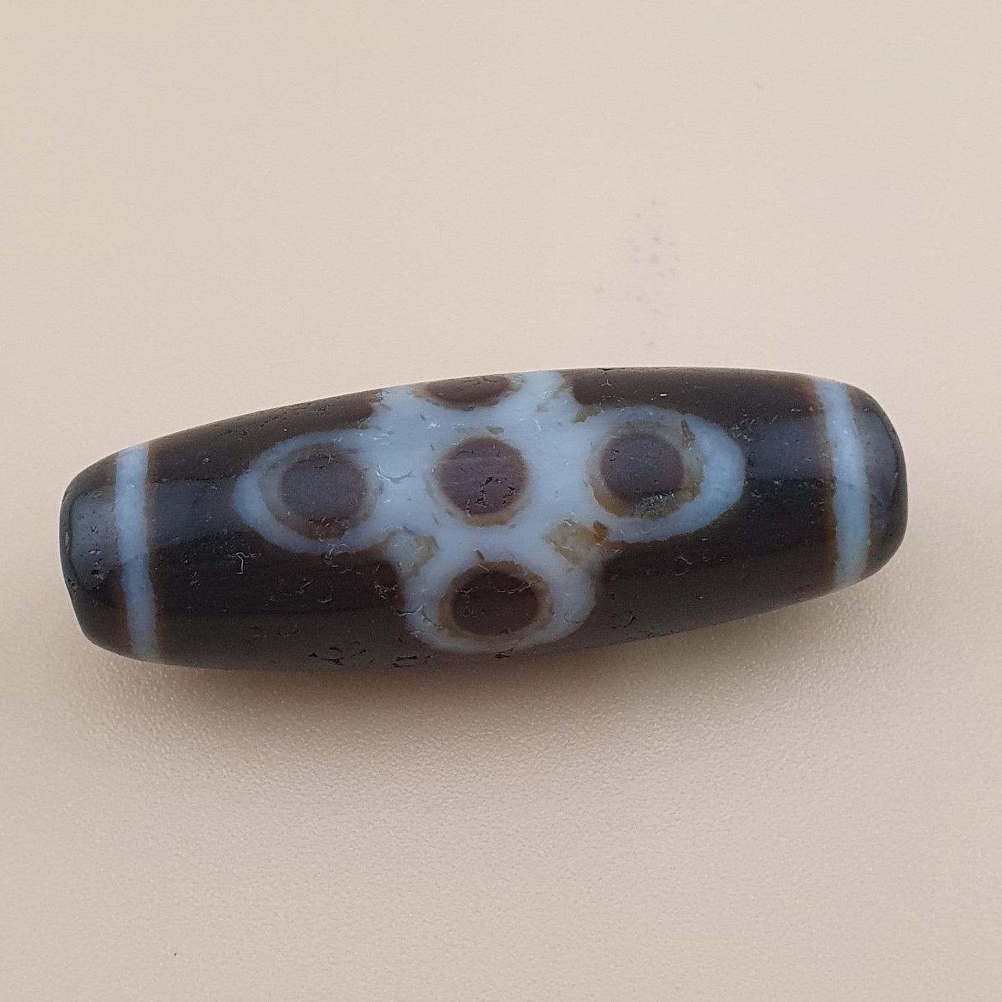 Vintage Himalayan Tibetan Flower & Energy Pattern Agate Dzi Bead Amulet