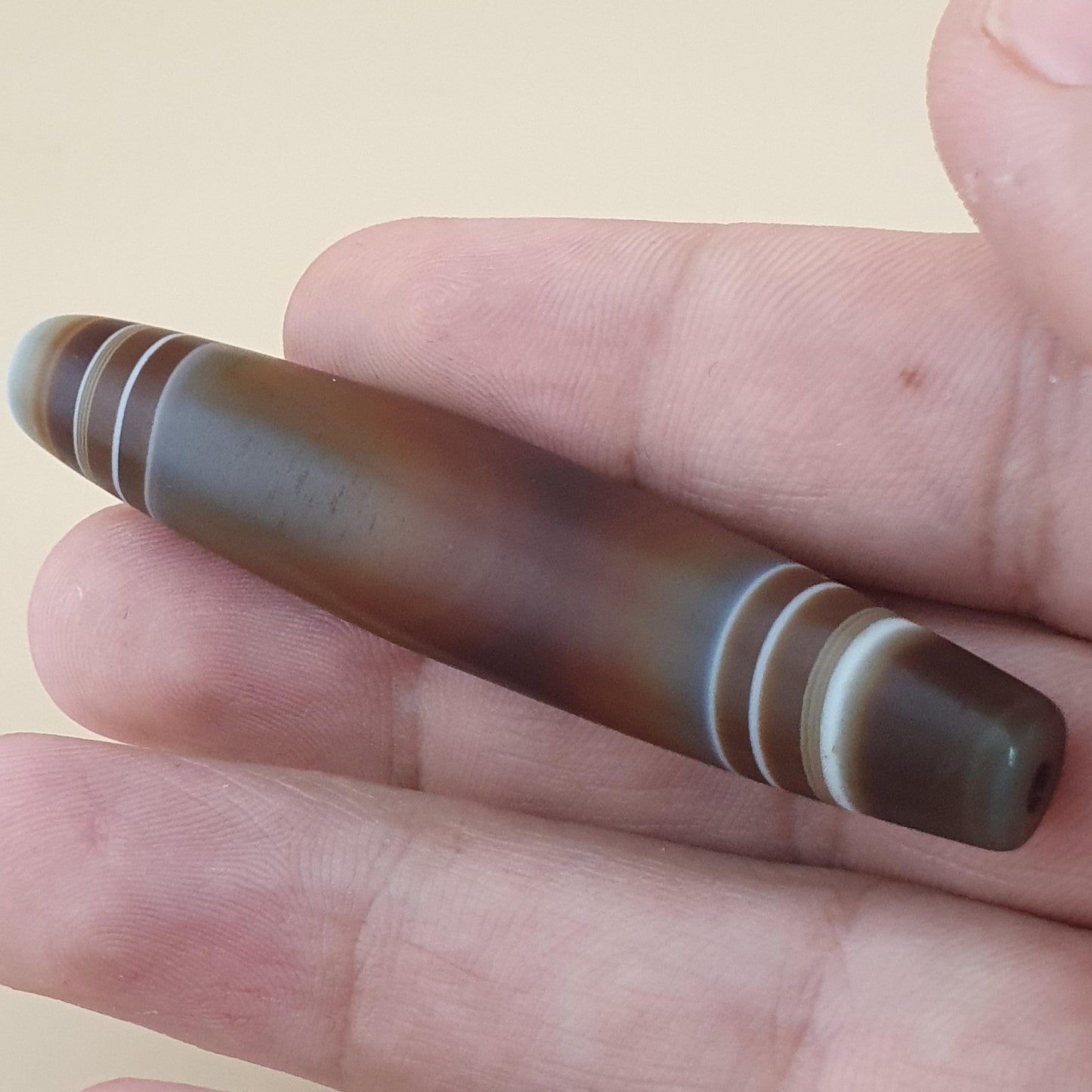Vintage Yemeni Suliemani Natural Stripe Pattern Agate Bead