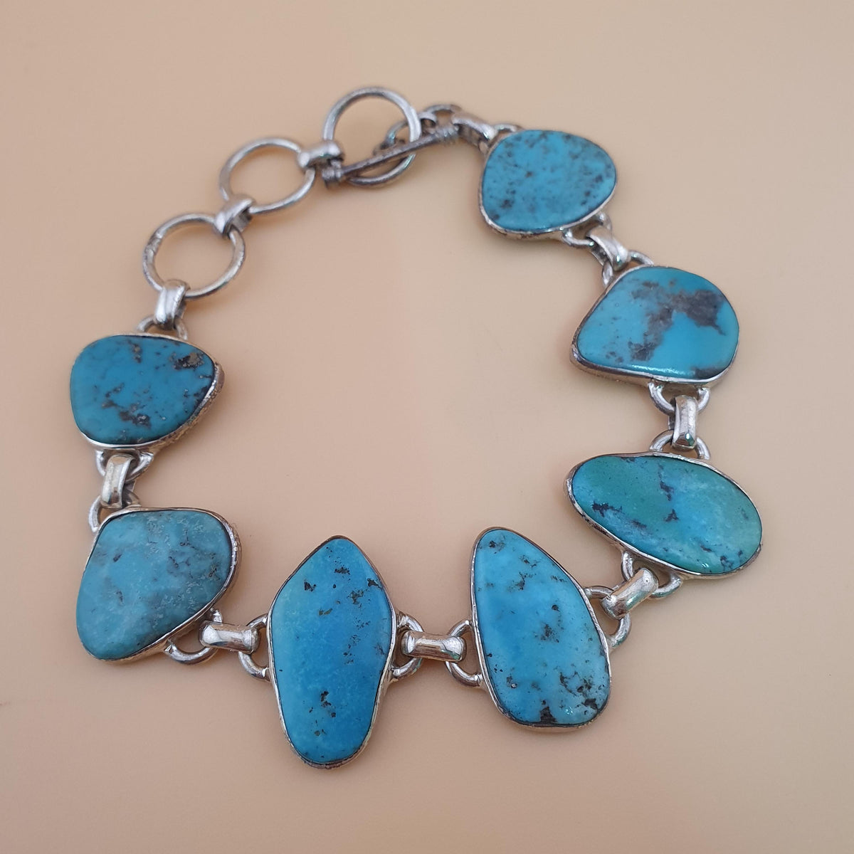 Authentique bracelet en argent sterling 925 avec turquoise d'Arizona
