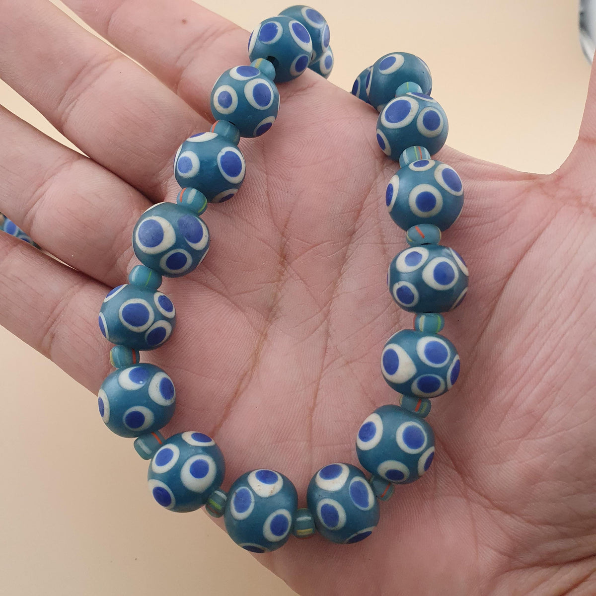 Vintage Thousand Eyes Venetian Style Glass Beads Necklace 24 inches
