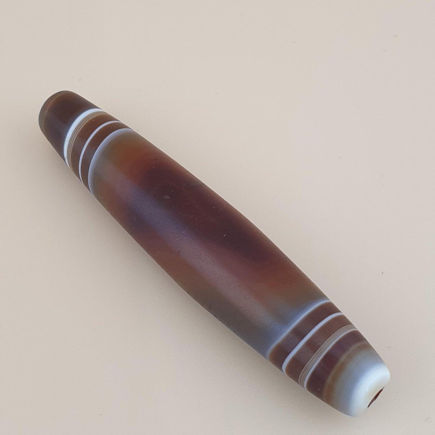 Vintage Yemeni Suliemani Natural Stripe Pattern Agate Bead