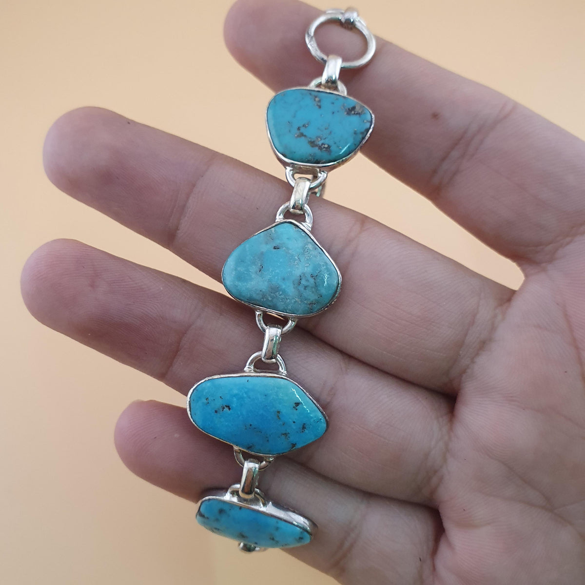 Authentique bracelet en argent sterling 925 avec turquoise d'Arizona