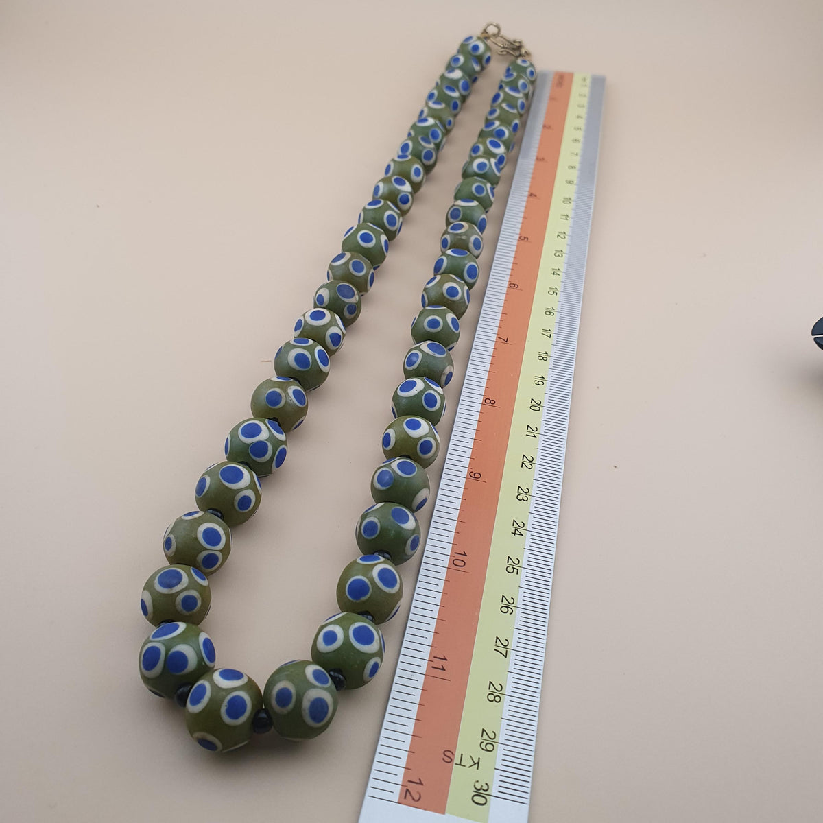 Vintage Thousand Blue Eyes Venetian Glass Bead Necklace - Millefiori Style 24"