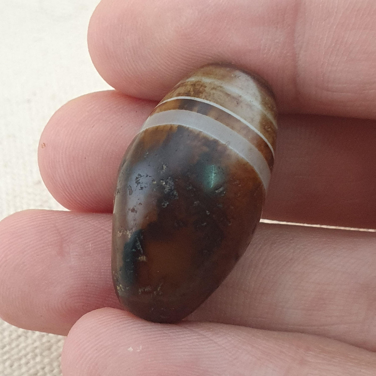 Amulette vintage en agate œil de Souleiman