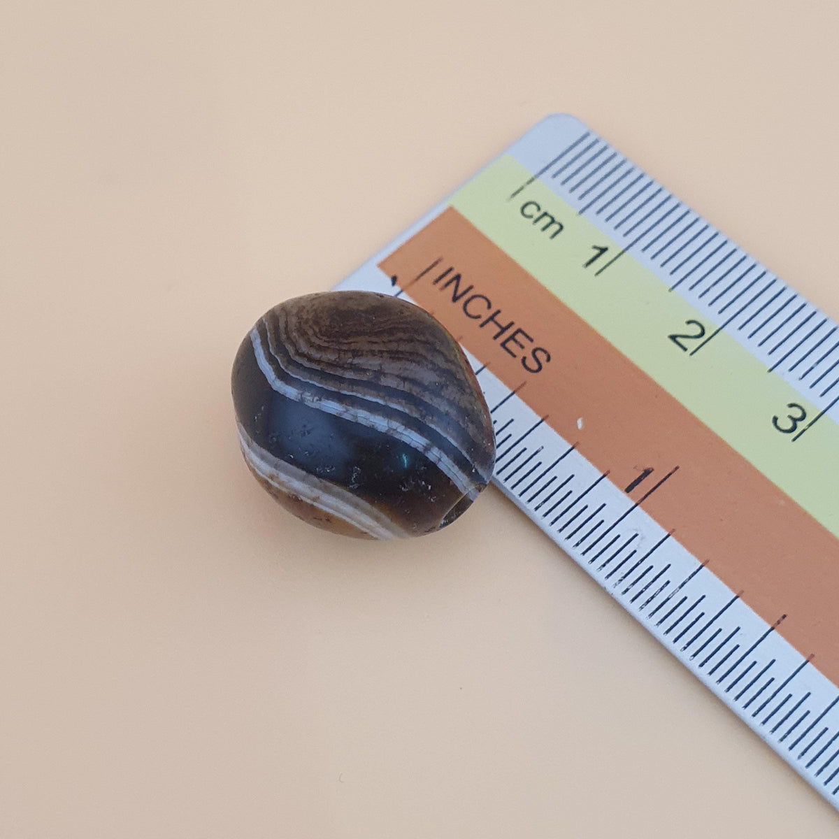 Perle d'agate Suliemani vintage naturelle pour amulette 21,6 mm x 17,2 mm