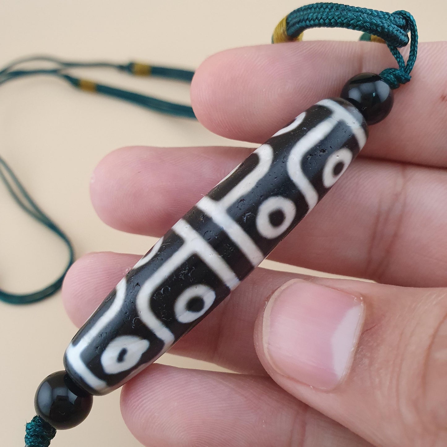 Vintage Seltene 12-äugige tibetische Dzi Perlen Anhänger Halskette Himalaya Achat Amulett