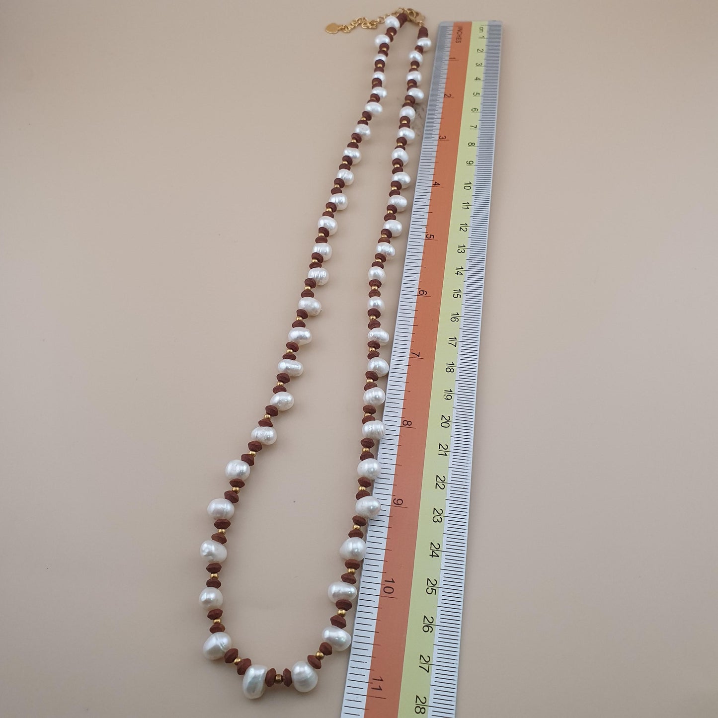 Natural Freshwater Pearl Necklace with Vintage Tiny Jasper Beads