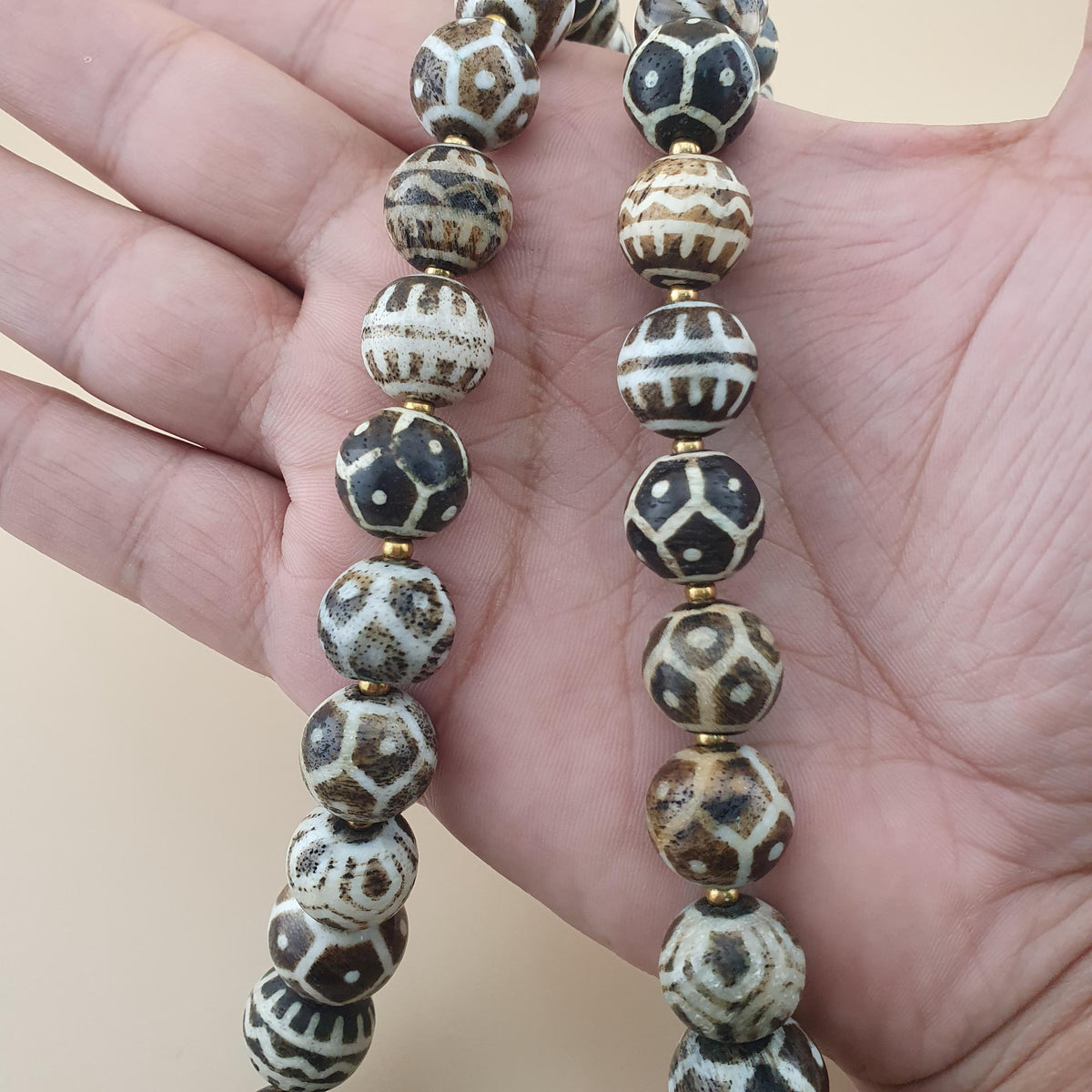 Antique Burmese Pumtek Pyu Petrified Wood Beads Necklace 24 inches 11-19mm Beads Size