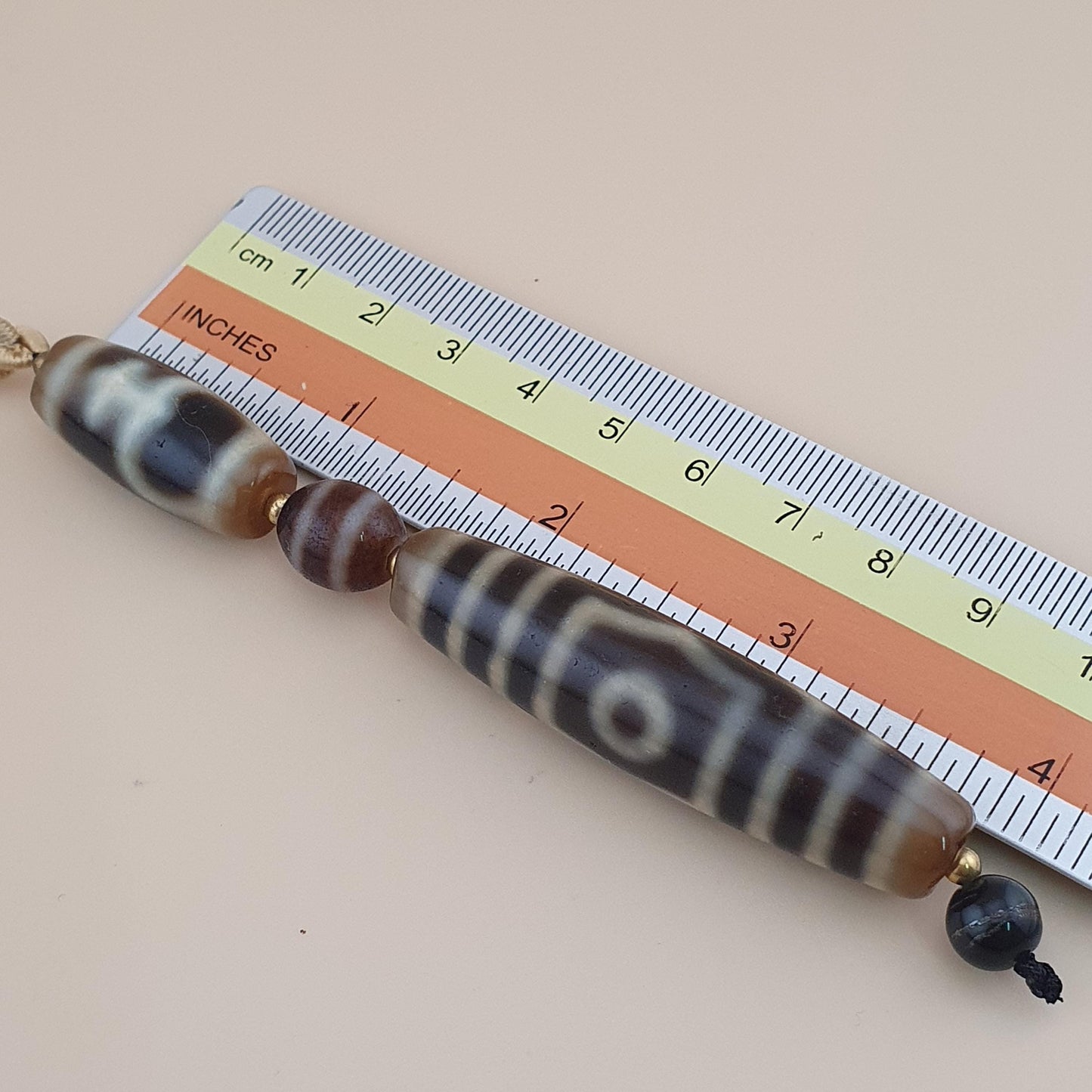 Vintage Himalaya Tibet Schatzvase & 3 Augen Achat Dzi Anhänger Halskette