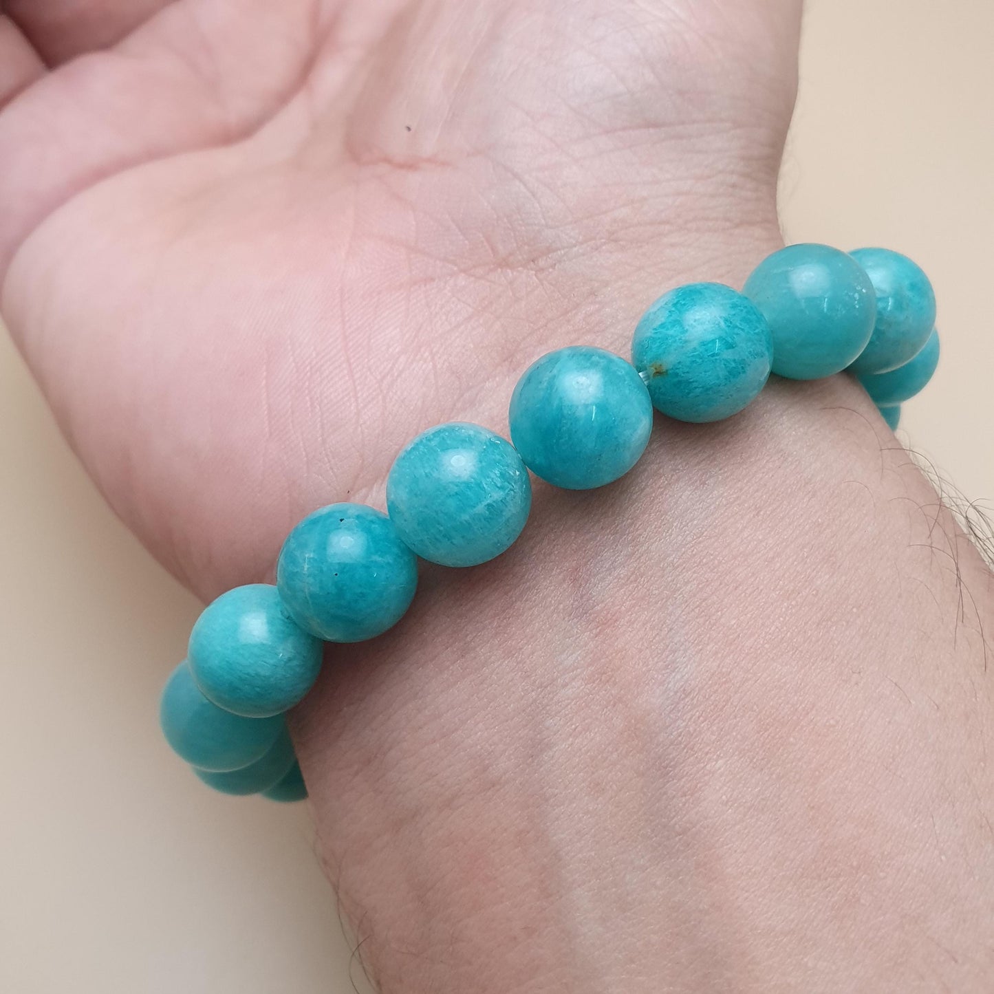 Naturarmband aus Amazonit mit aquagrünen Edelsteinperlen (11mm)