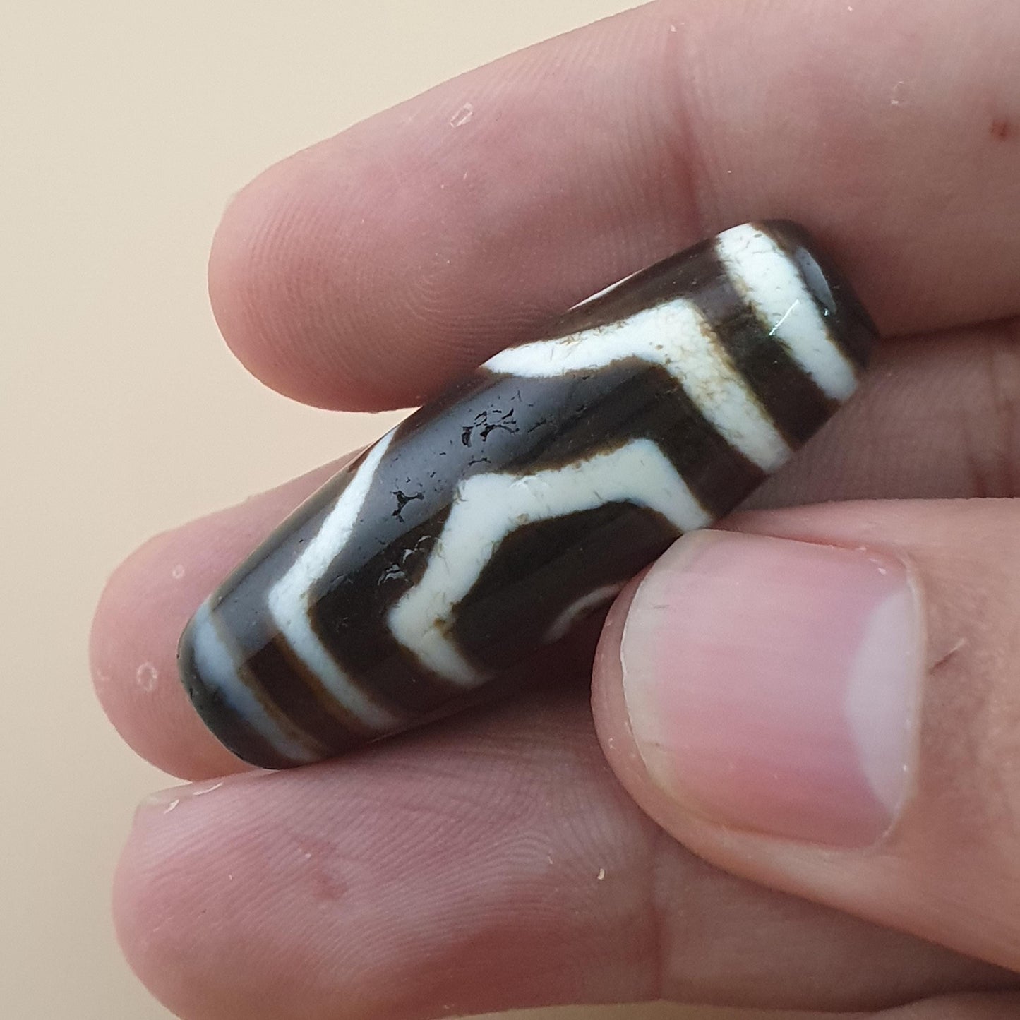Vintage Himalayan Tibetan 3 Eyes Agate Dzi Bead Amulet