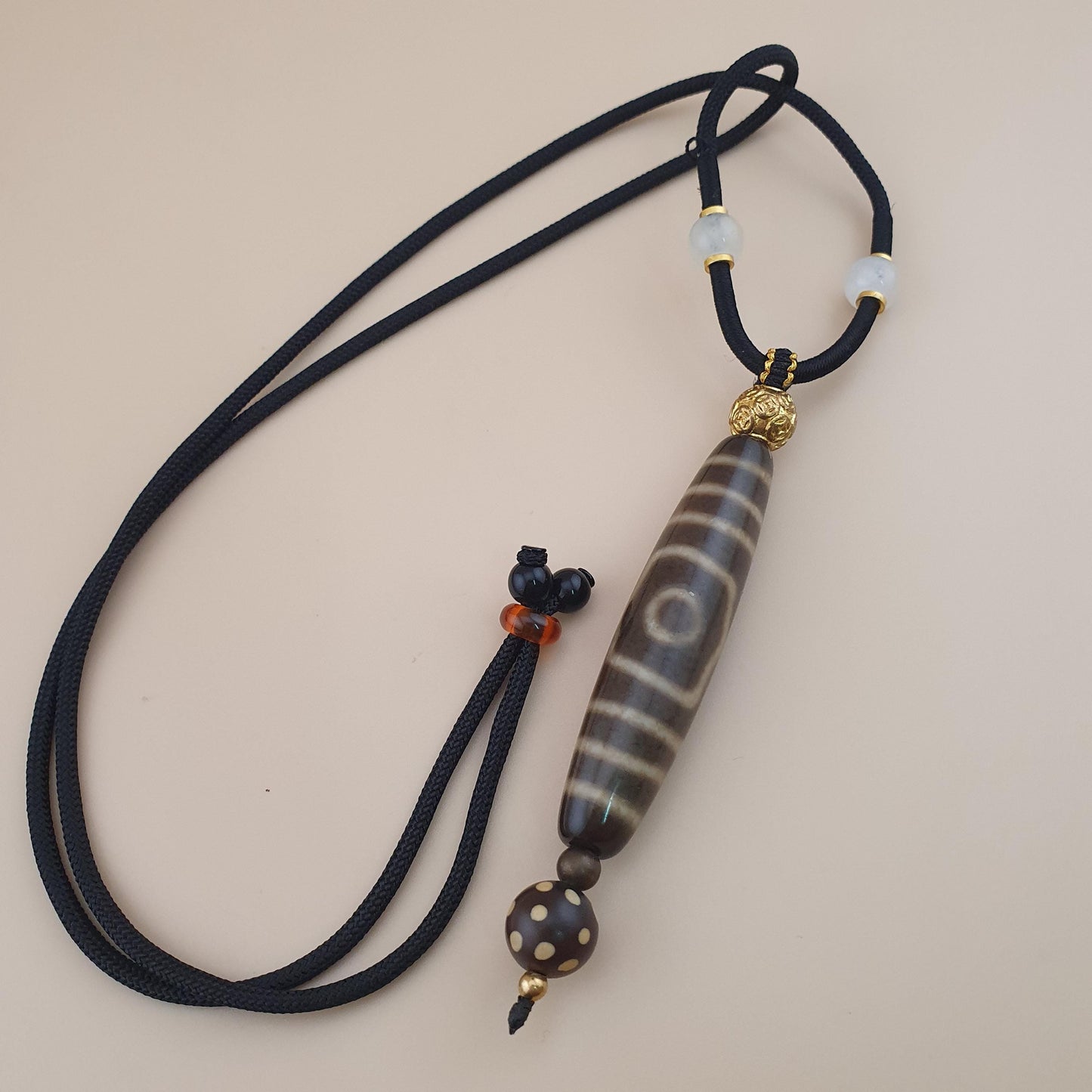 Seltene 3 Augen tibetische Dzi Perle Vintage Achat Talisman Halskette Amulett Anhänger