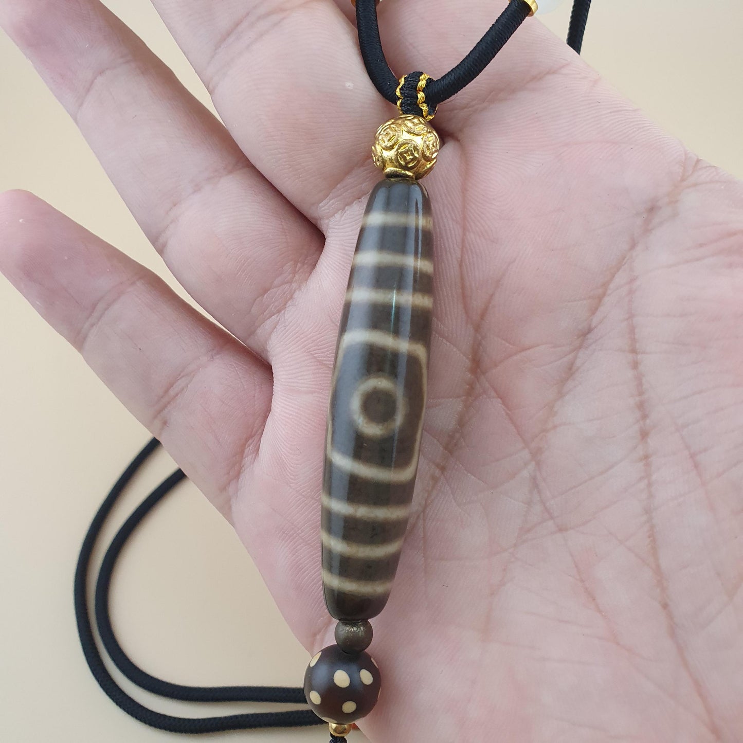 Seltene 3 Augen tibetische Dzi Perle Vintage Achat Talisman Halskette Amulett Anhänger